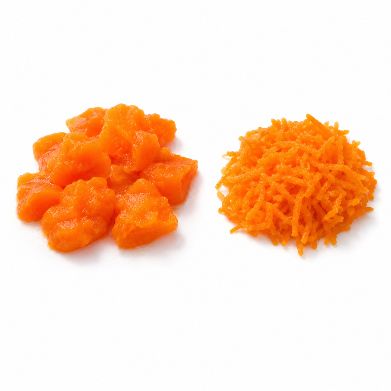 Carrot cooked until soft, and finely shredded